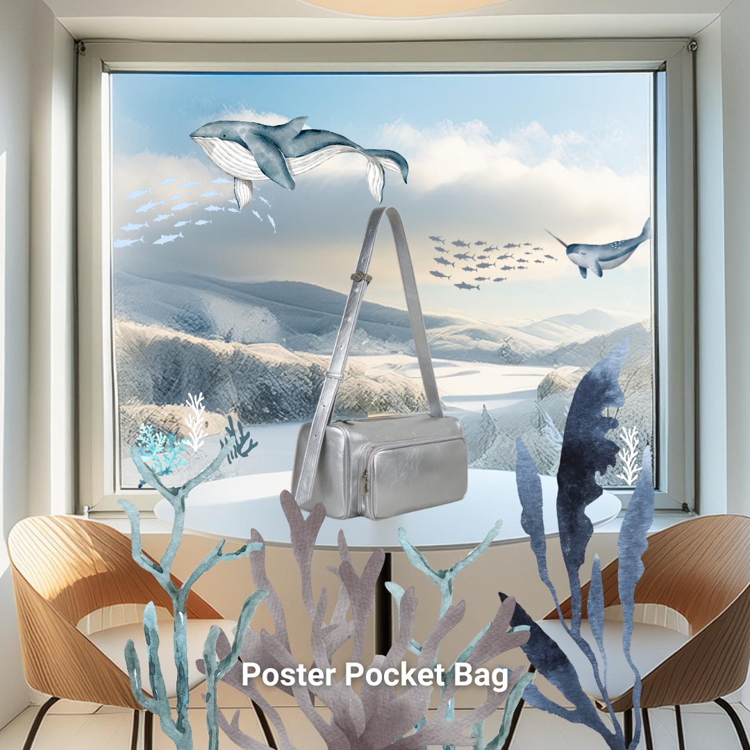 Poster pocket bag - crinkle silver