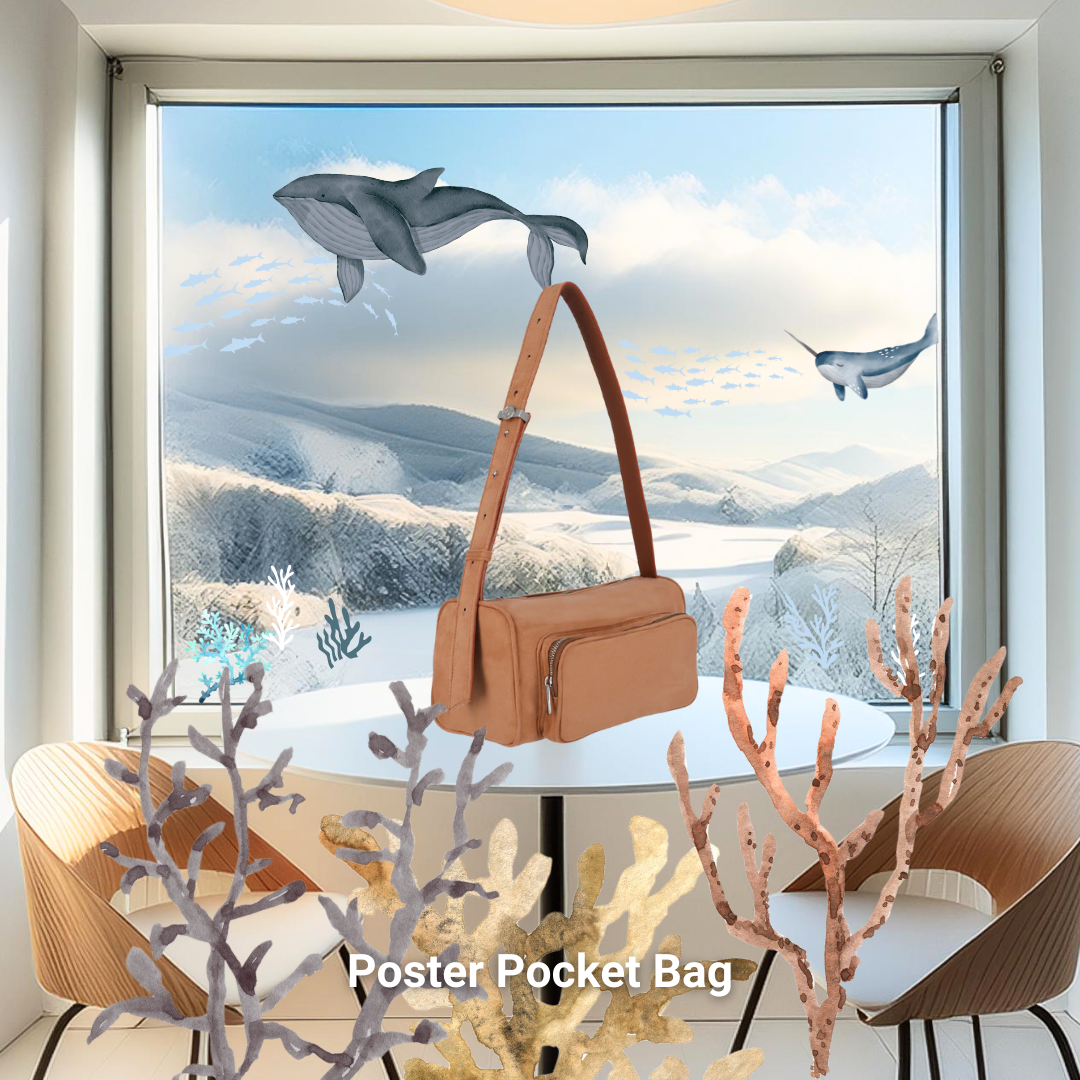 Poster pocket bag - suede camel