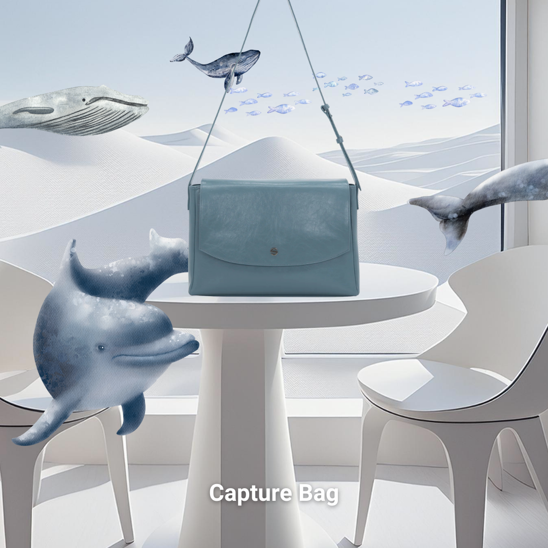 Capture bag - crinkle gray blue
