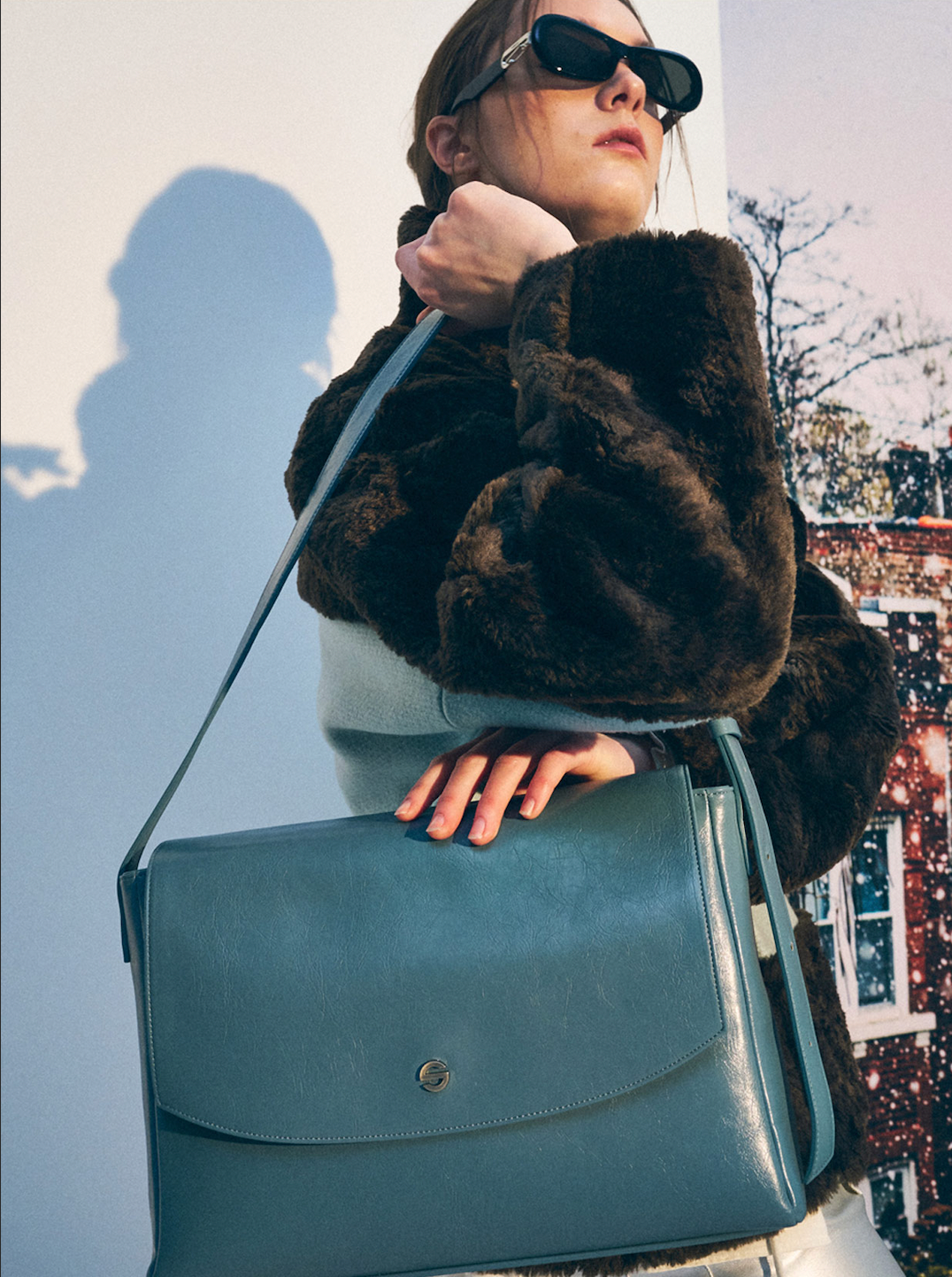 Capture bag - crinkle gray blue