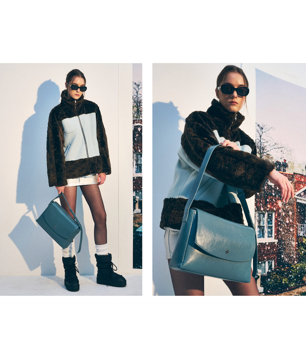 Capture bag - crinkle gray blue