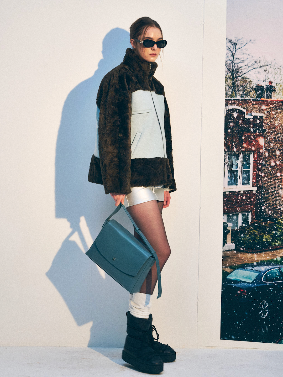 Capture bag - crinkle gray blue