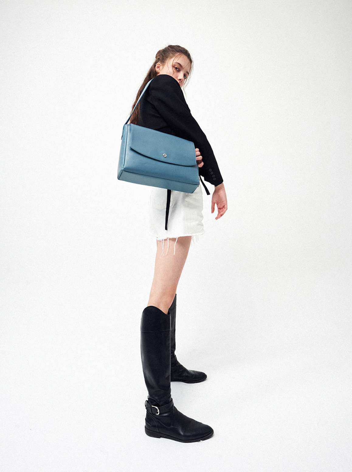 Capture bag - crinkle gray blue