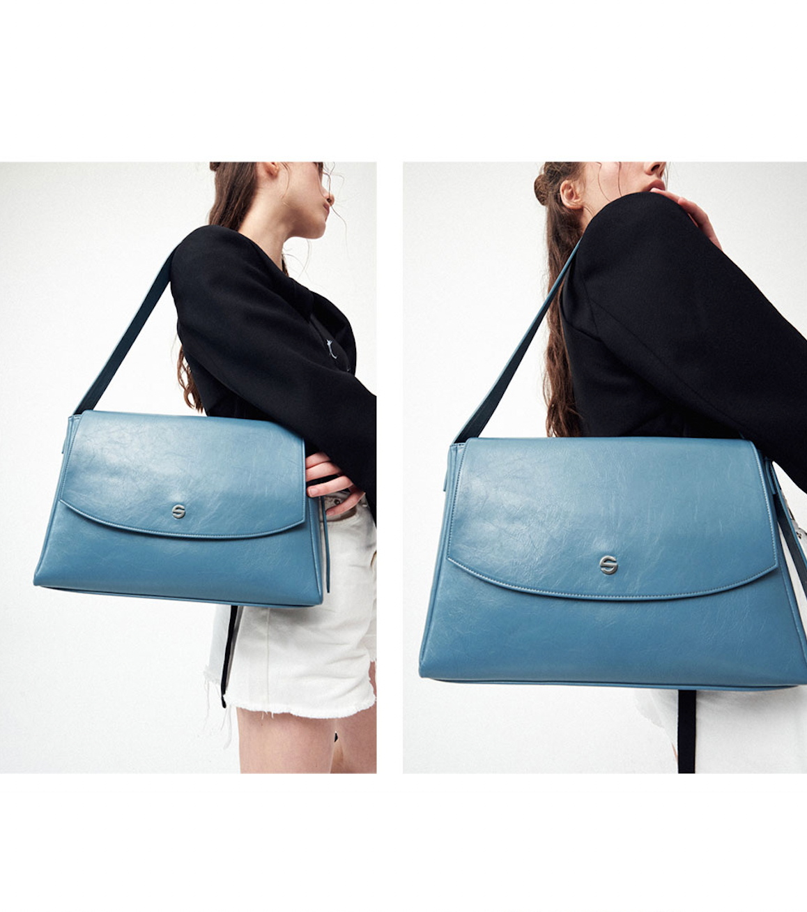 Capture bag - crinkle gray blue