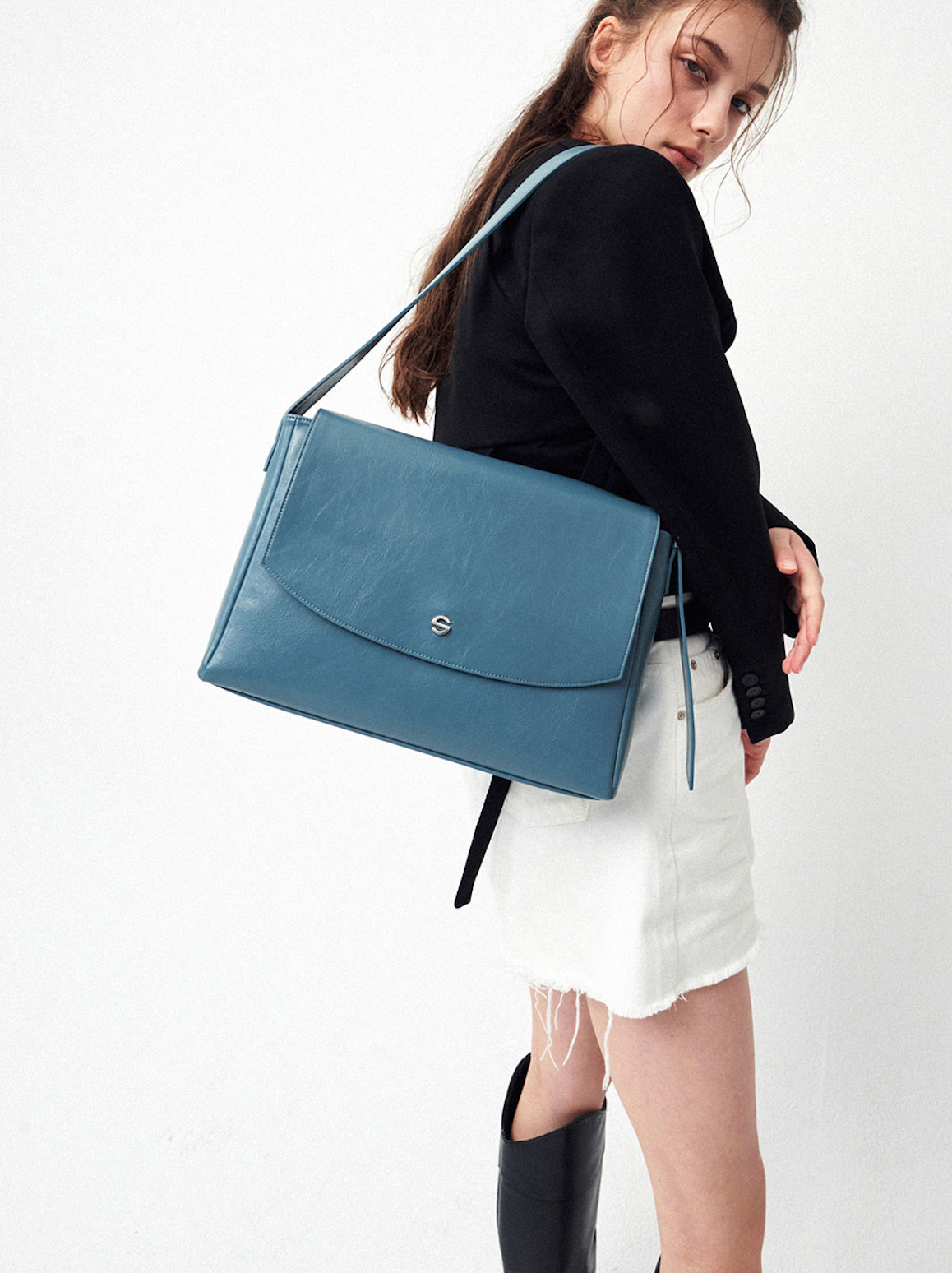 Capture bag - crinkle gray blue
