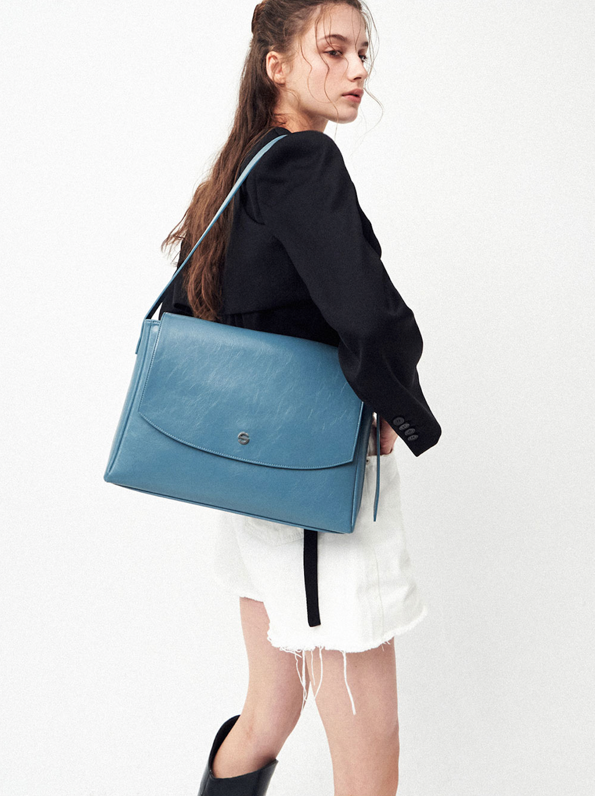 Capture bag - crinkle gray blue