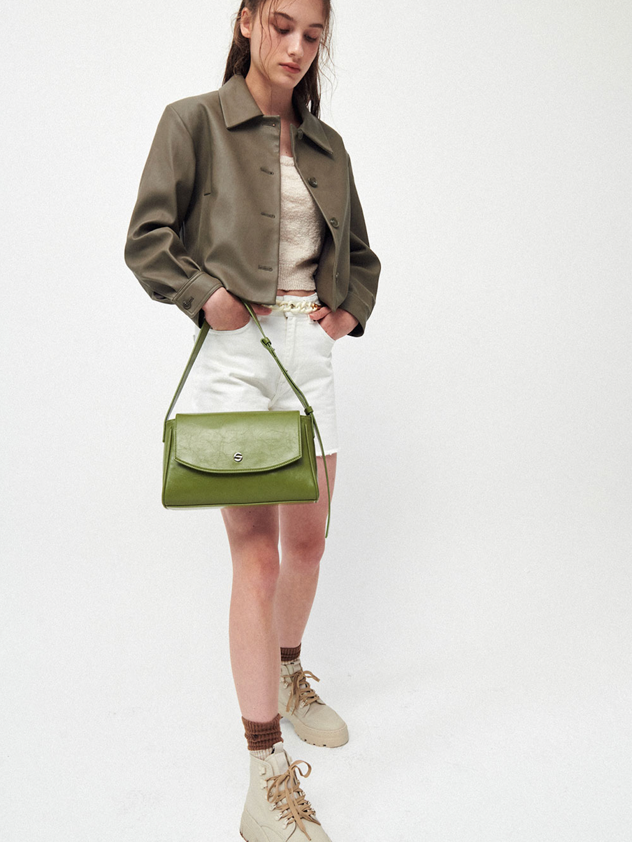 Capture bag mini - crinkle olive