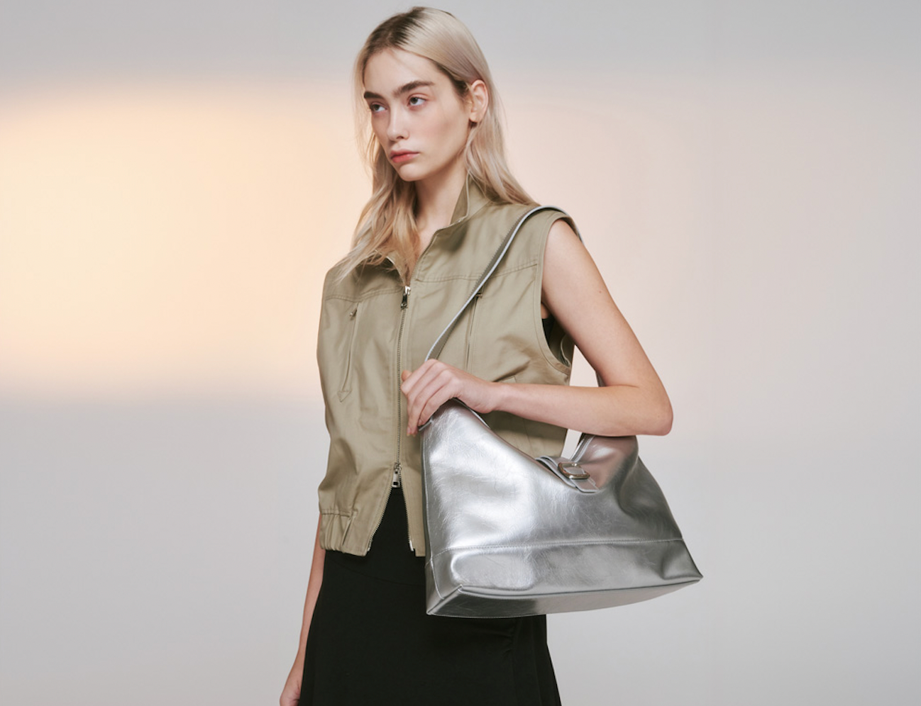 Veil bag - crinkle silver