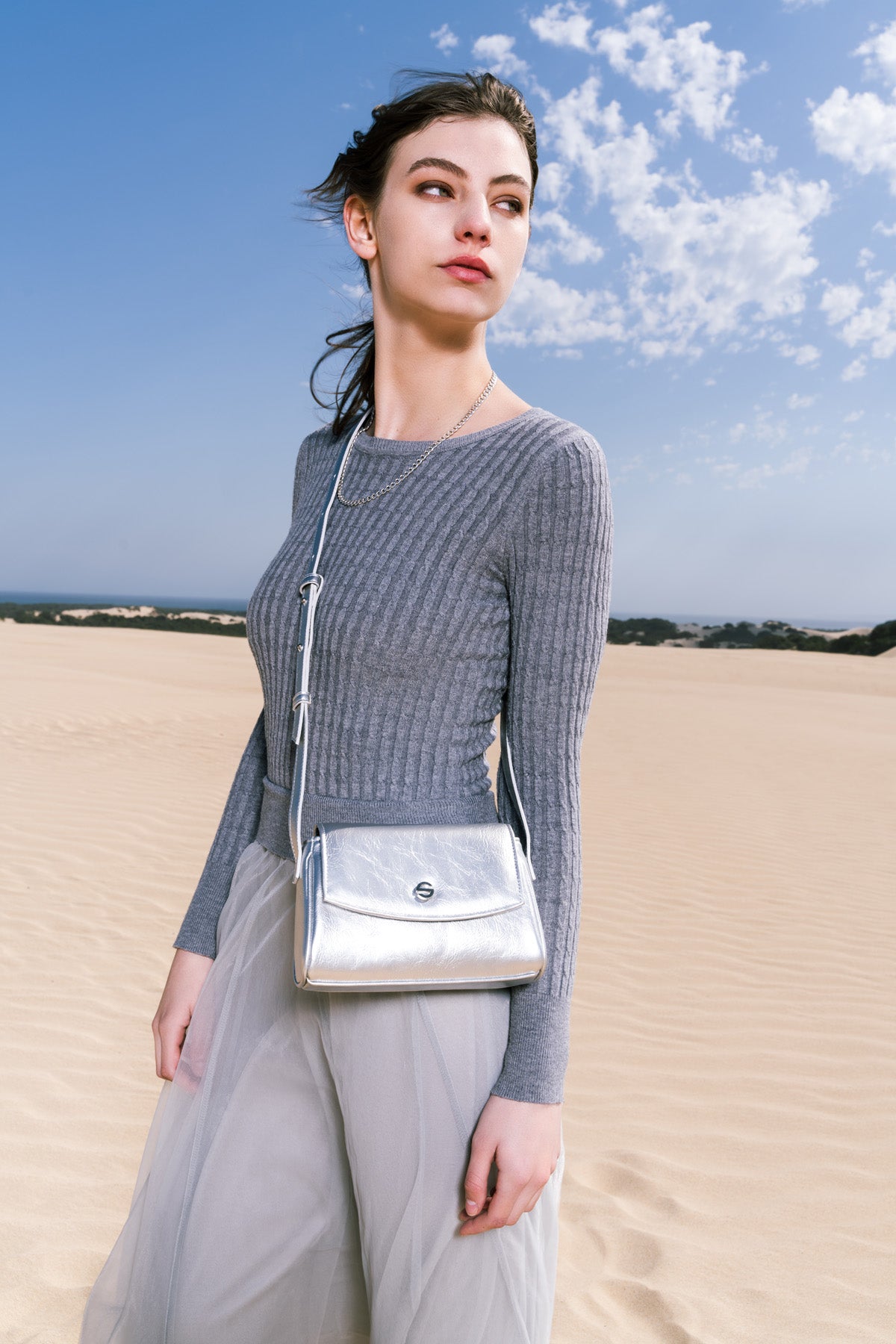 capture bag micro - crinkle silver