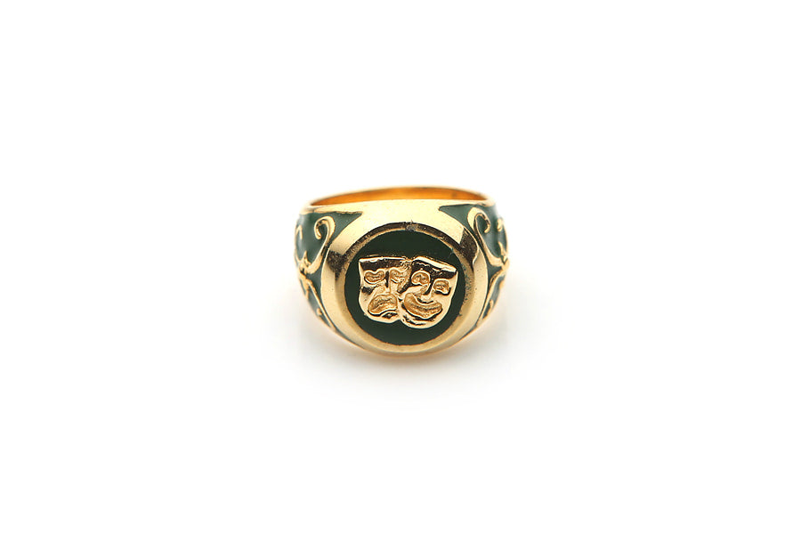 TWO FACE SIGNET RING (DARK GREEN)