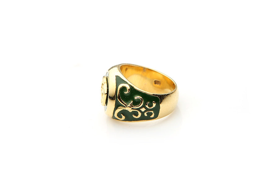 TWO FACE SIGNET RING (DARK GREEN)