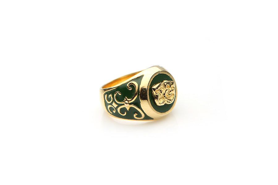 TWO FACE SIGNET RING (DARK GREEN)