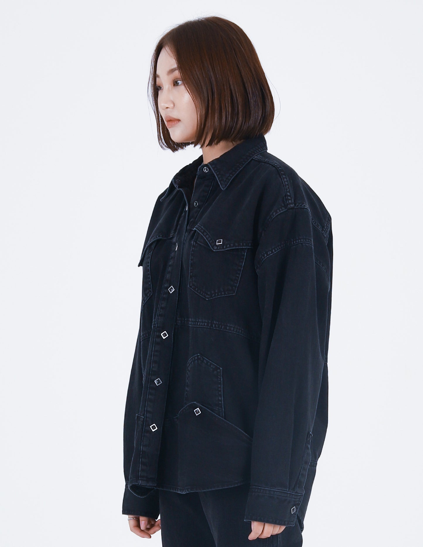 Upside-down Denim Shirt Black