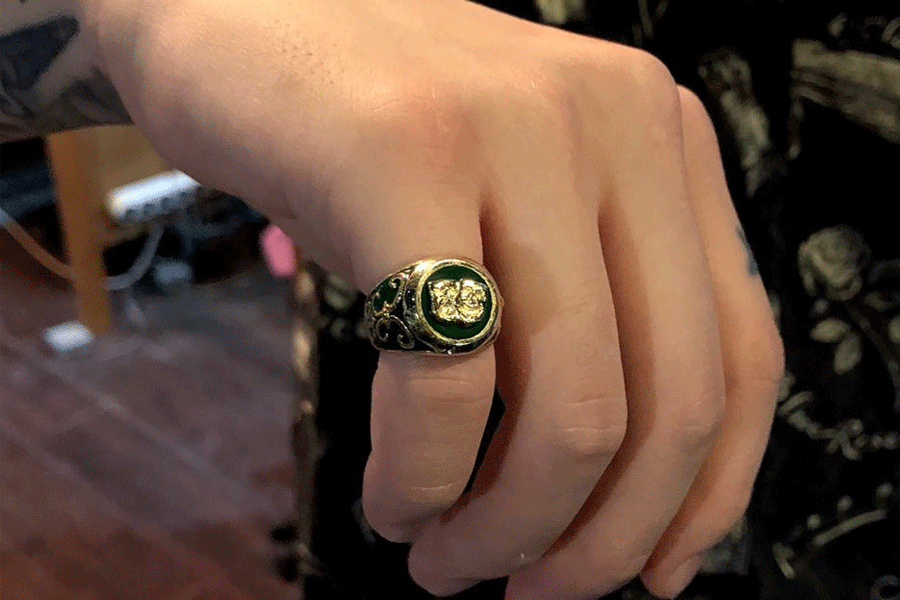 TWO FACE SIGNET RING (DARK GREEN)