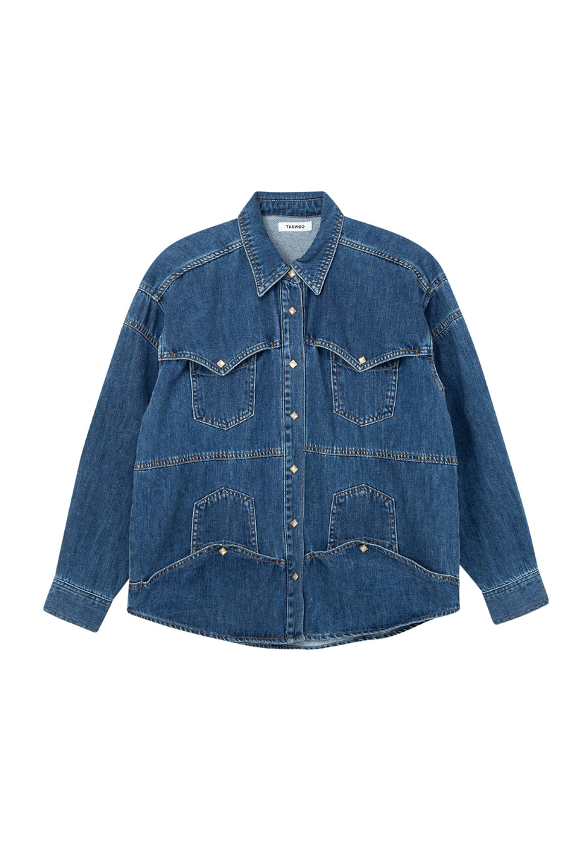 Upside-down Denim Shirt Indigo | cloline