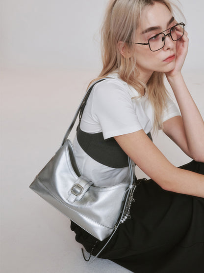 Veil middle bag - crinkle silver