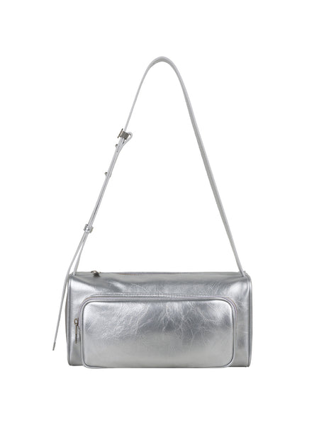 poster pocket bag - crinkle silver
