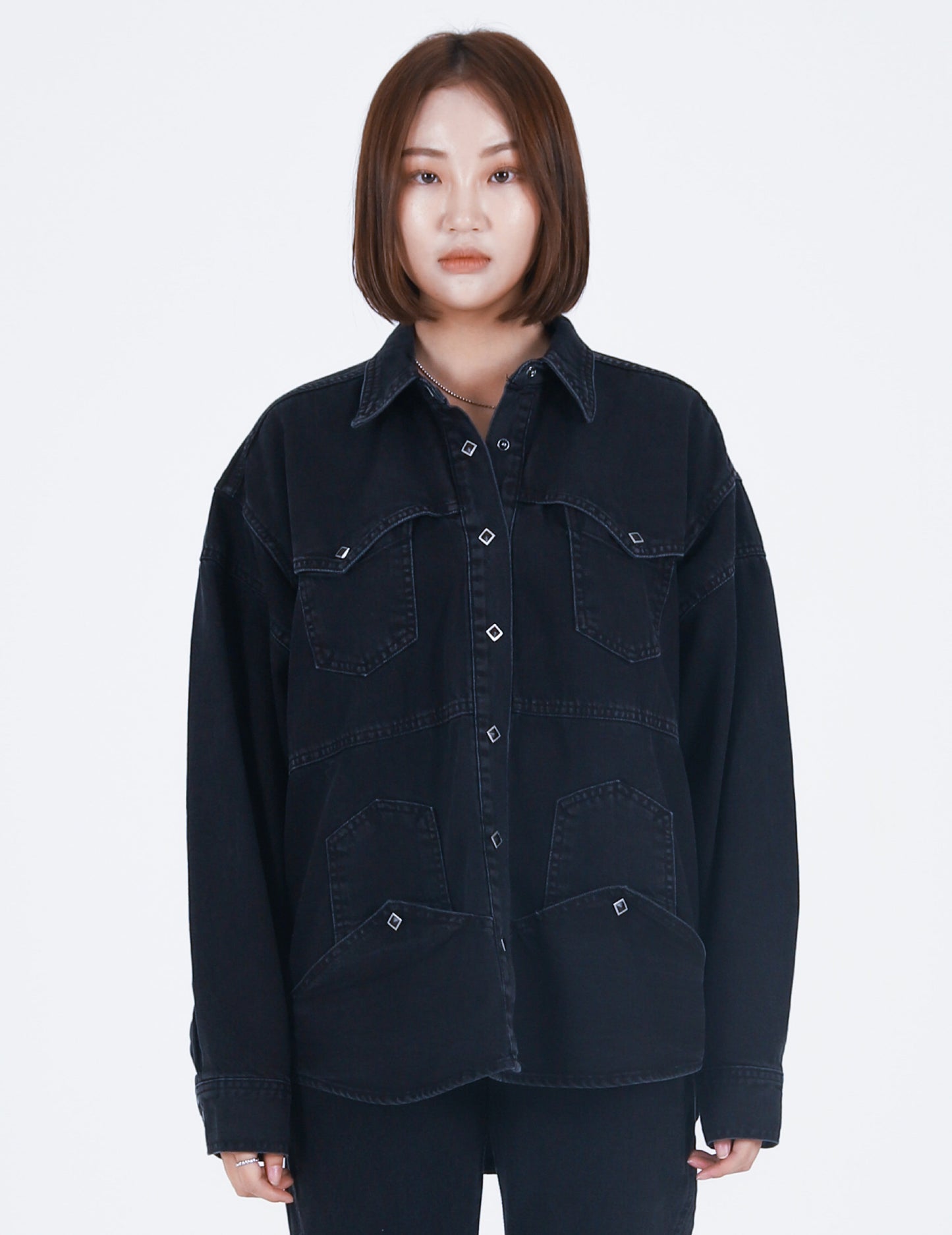 Upside-down Denim Shirt Black