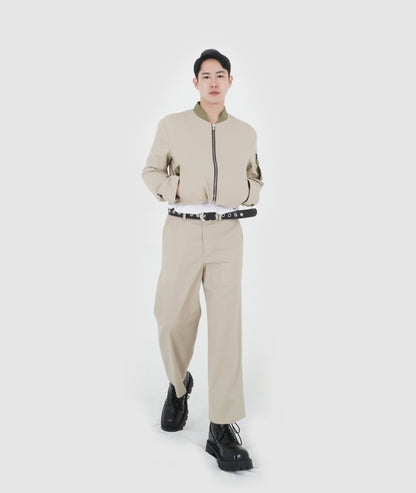 CROPPED TECH BOMBER (LIGHT BEIGE)