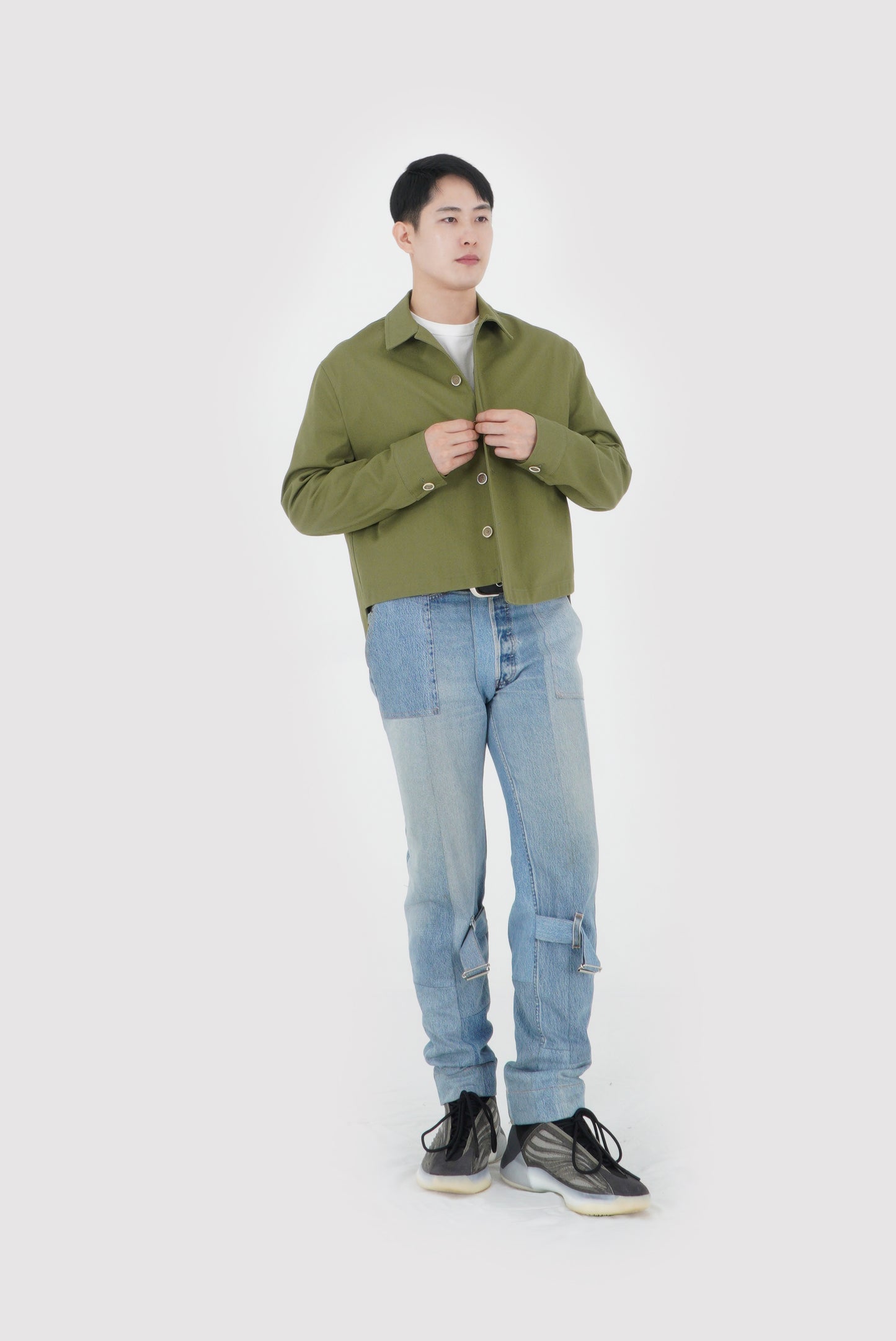 UNBALANCED CROPPED JACKET (KHAKI GREEN)