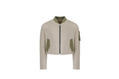 CROPPED TECH BOMBER (LIGHT BEIGE)