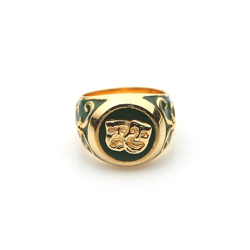 TWO FACE SIGNET RING (DARK GREEN)