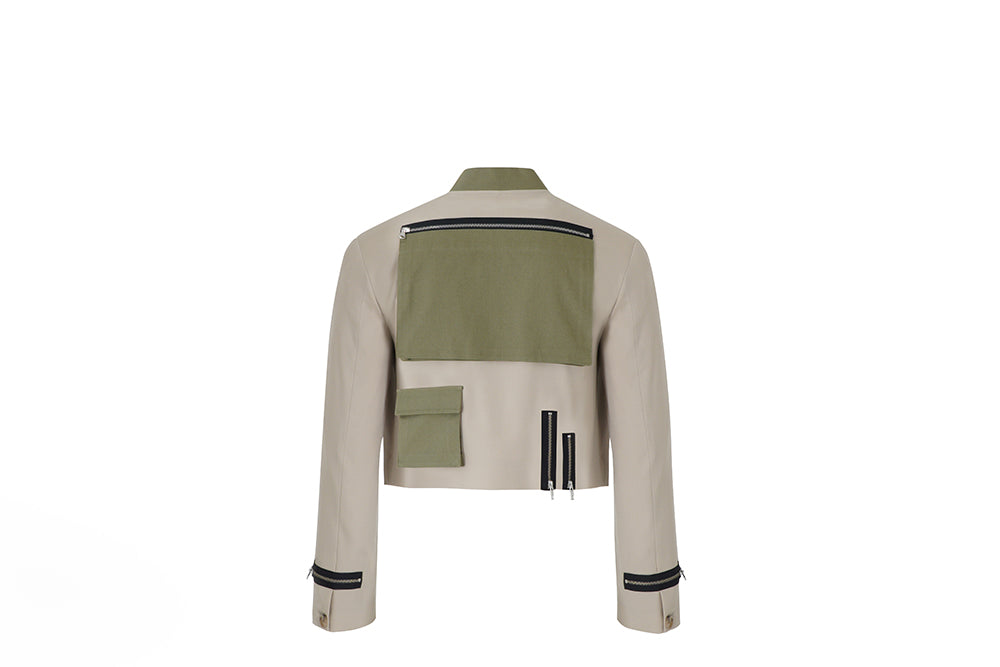 CROPPED TECH BOMBER (LIGHT BEIGE)