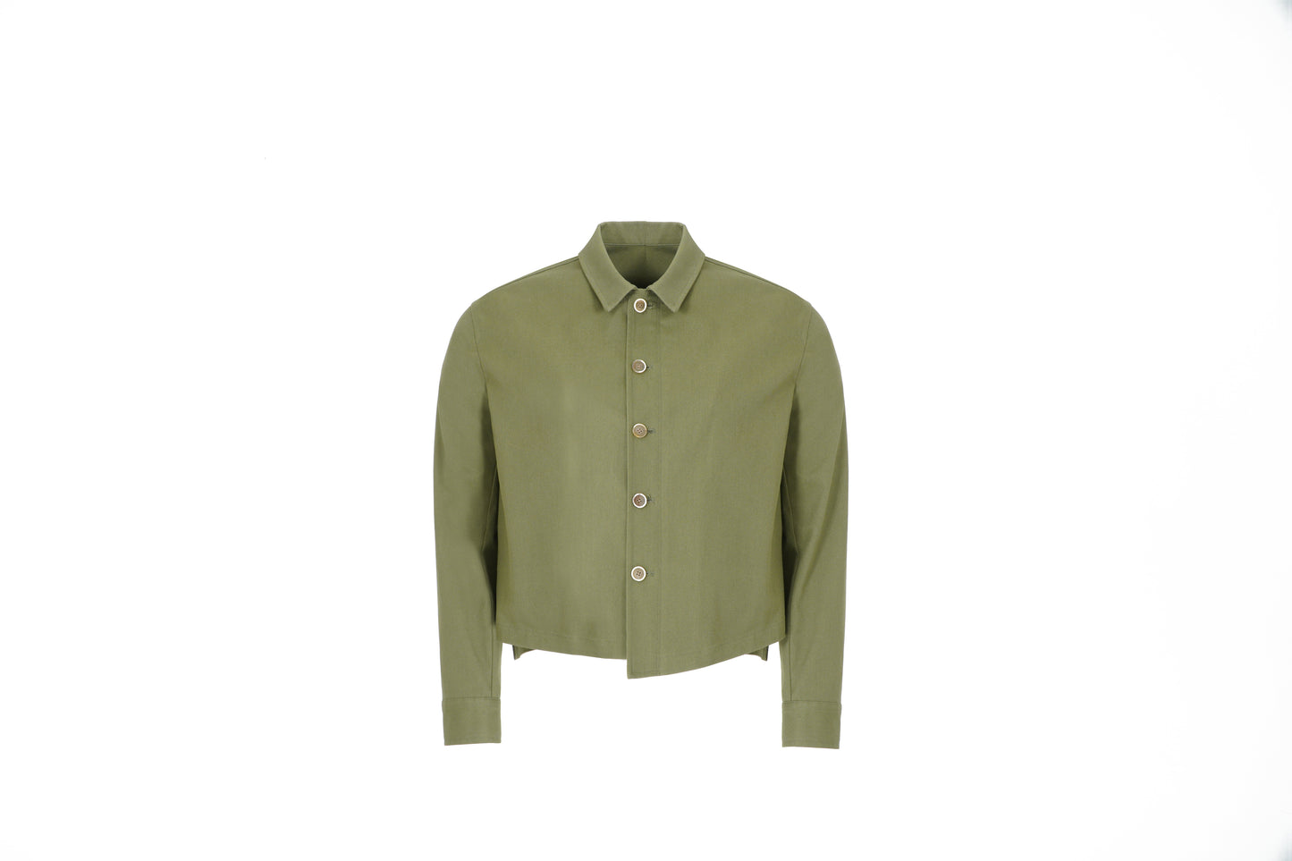 UNBALANCED CROPPED JACKET (KHAKI GREEN)