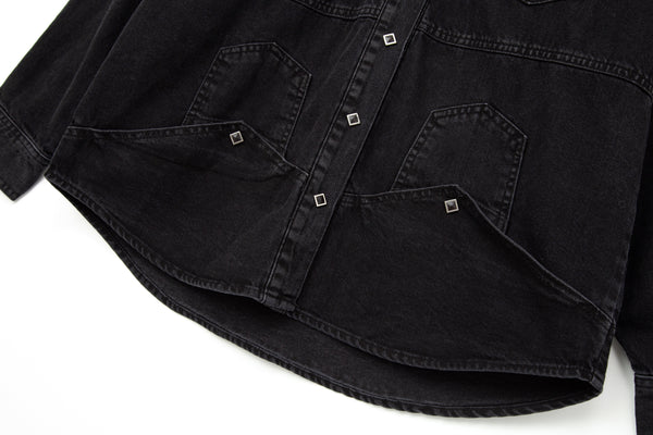 Upside-down Denim Shirt Black