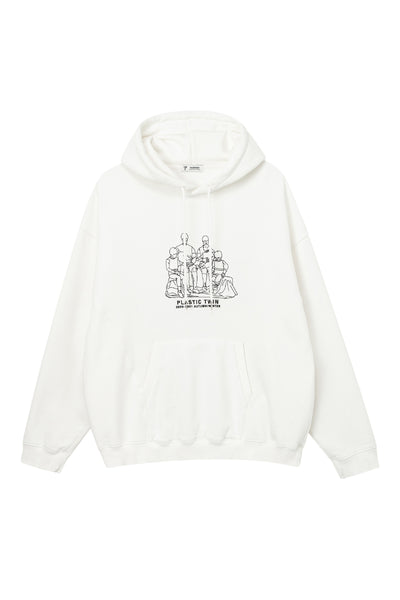 Plastic twin Embroidery Hoodie White