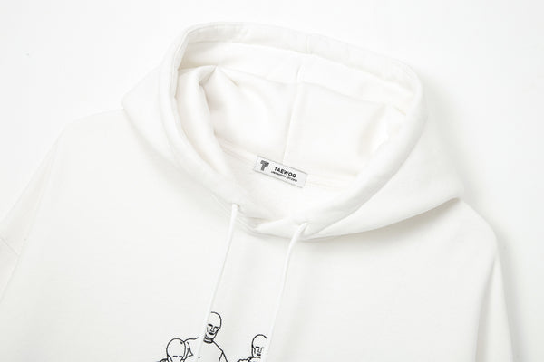 Plastic twin Embroidery Hoodie White