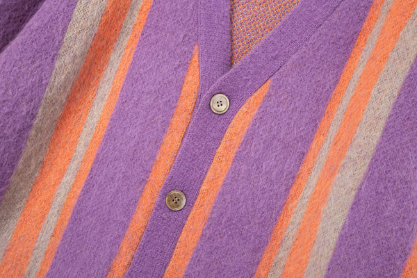 Vertical Striped Cardigan Purple