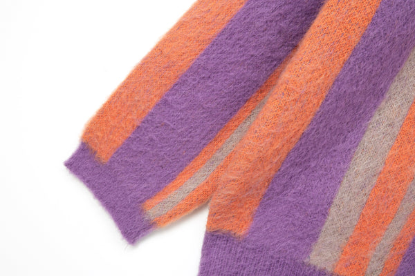 Vertical Striped Cardigan Purple