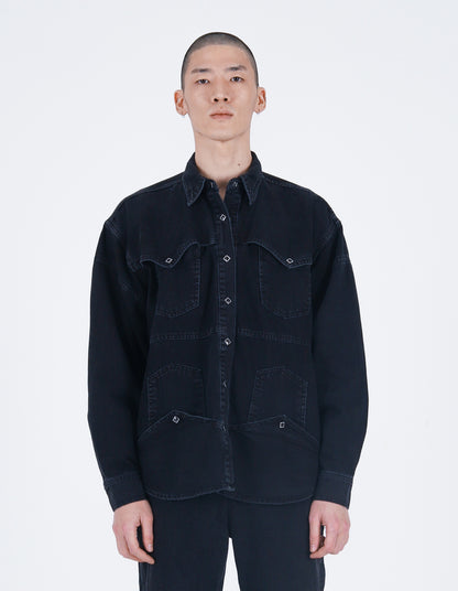 Upside-down Denim Shirt Black