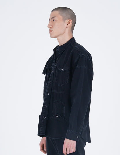 Upside-down Denim Shirt Black